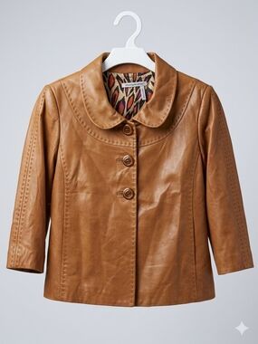 Classiques Entier Camel Leather Button-Front Jacket